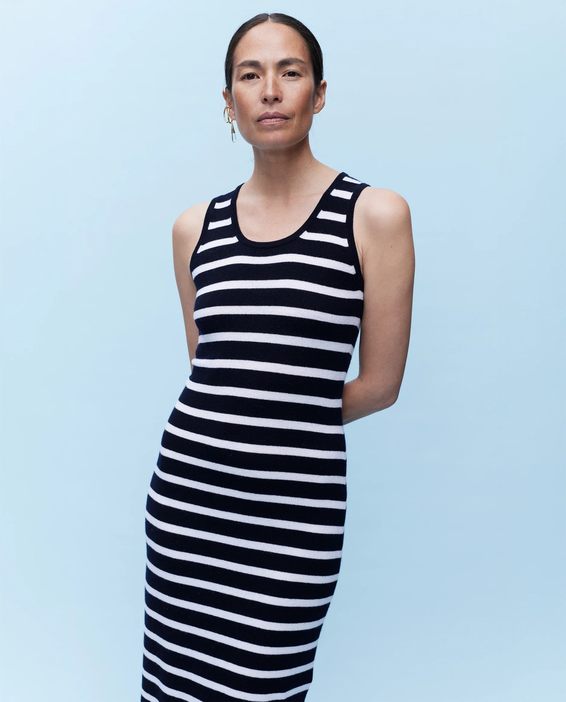 Woll-Mischung Kleid in Navy - Image 3