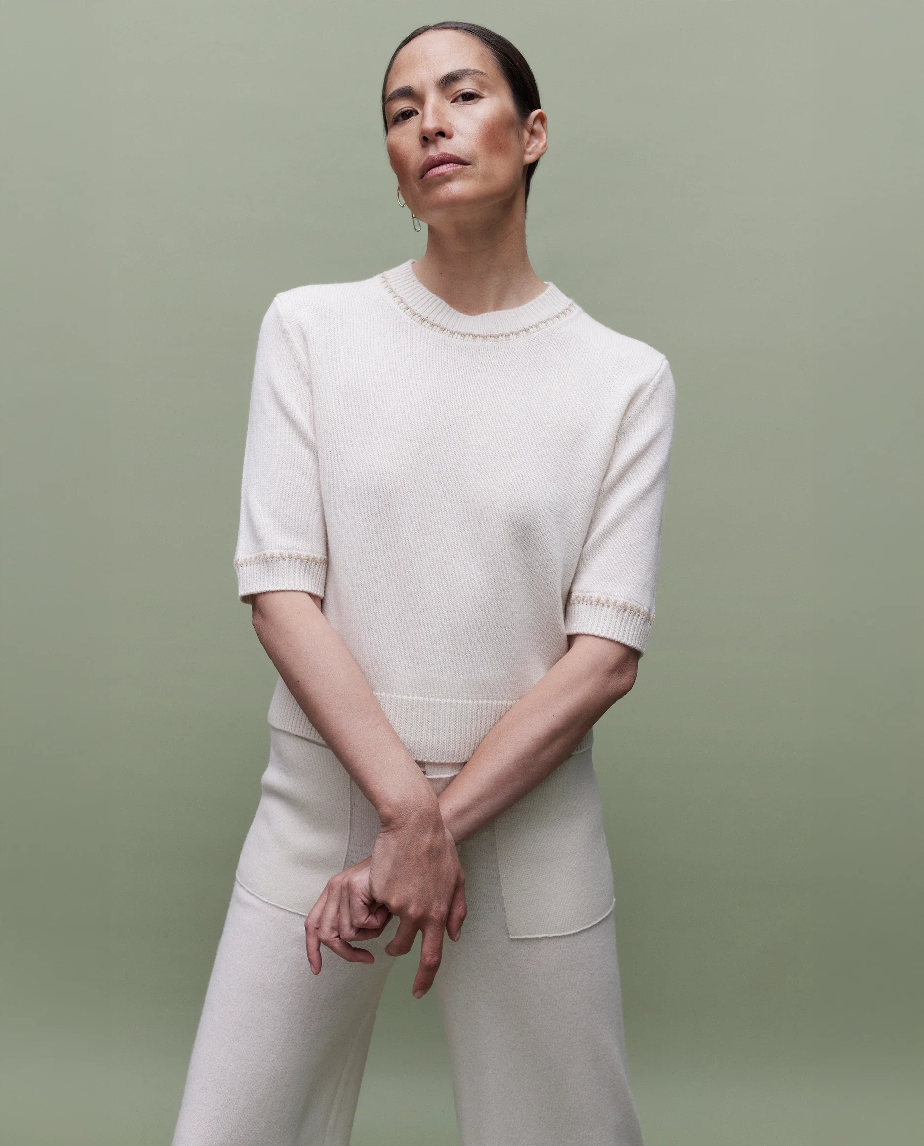 Woll-Mischung Hose in Creme - Image 3