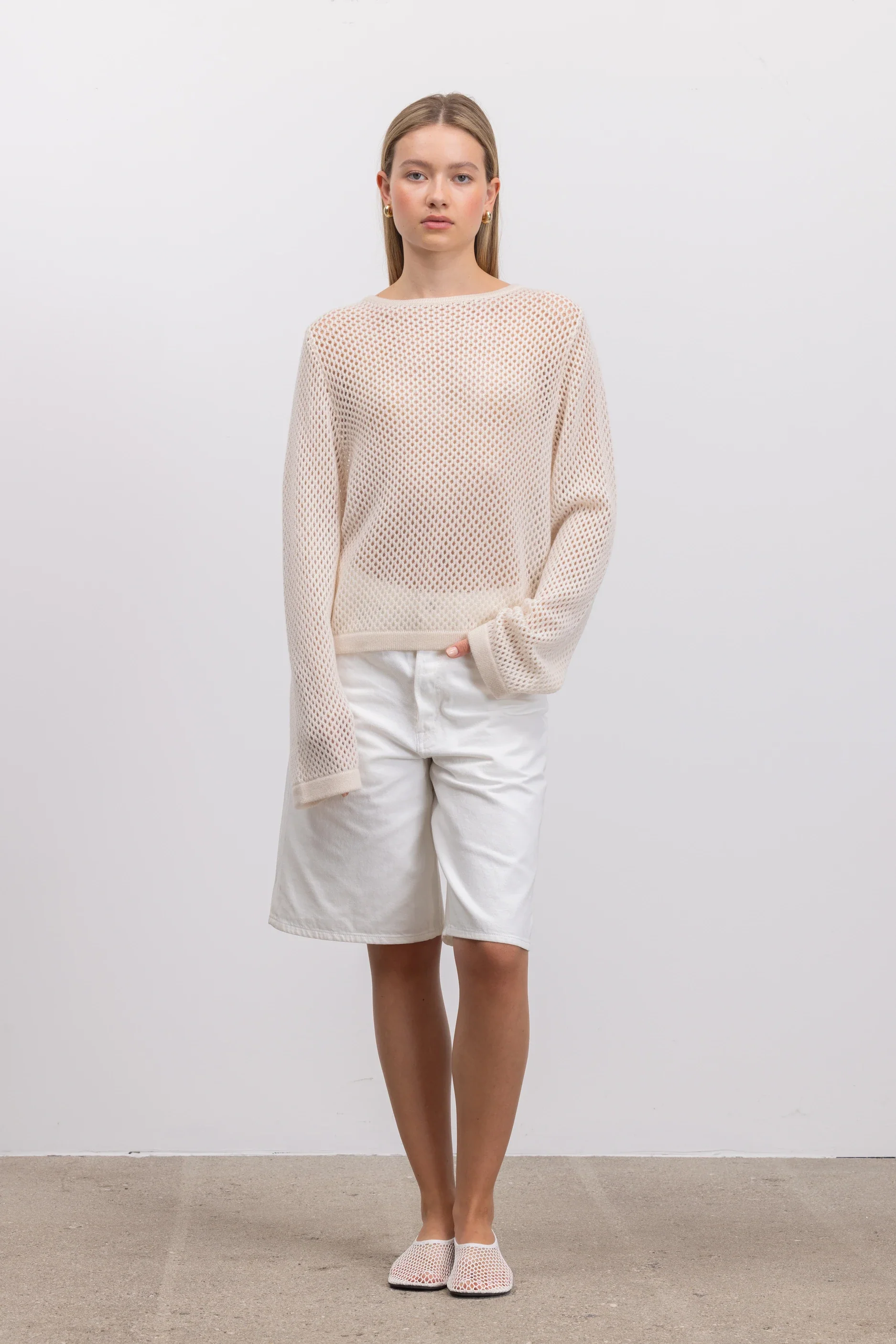 Woll-Mischung Pullover in Creme