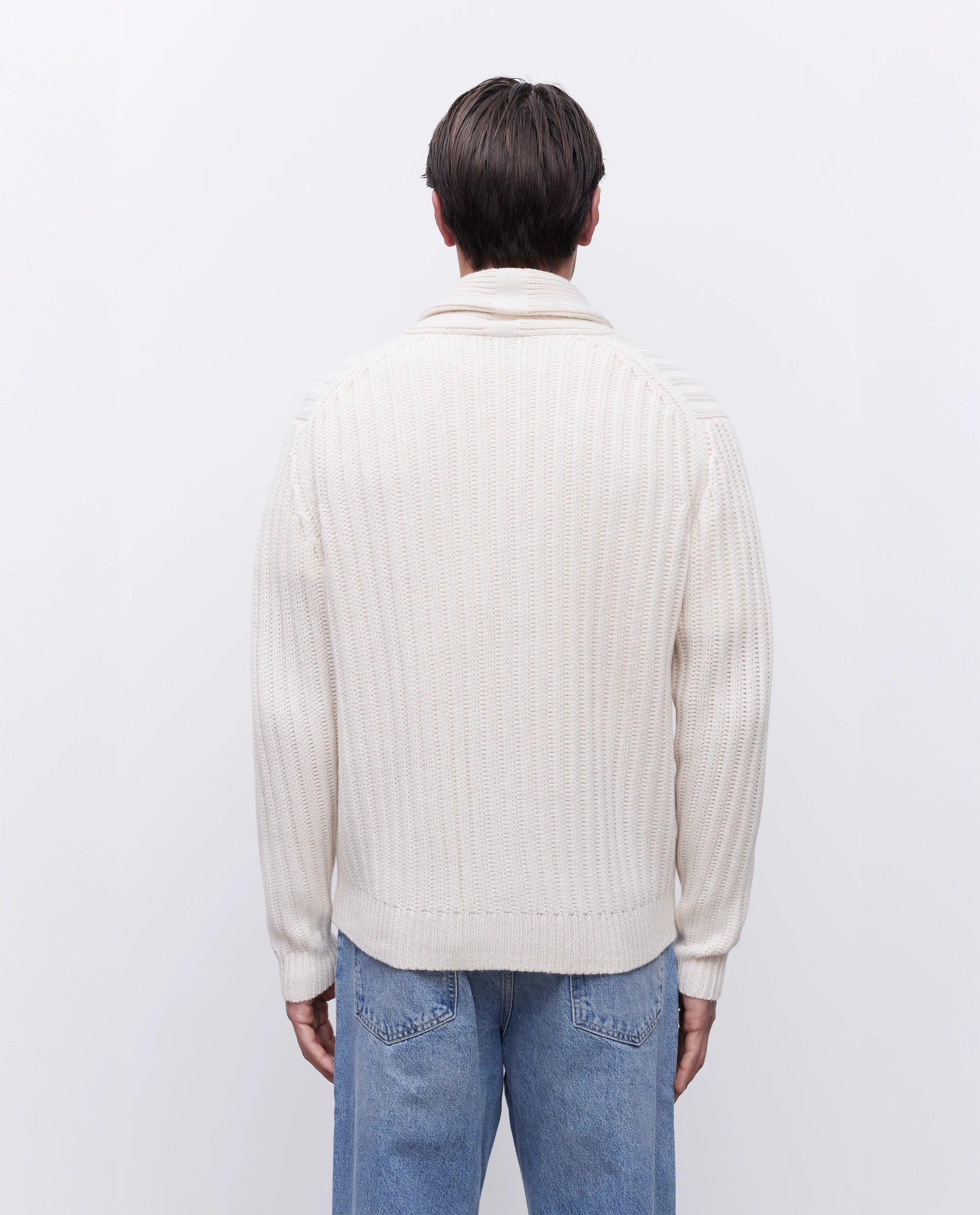 Woll-Mischung Strickjacke in Creme - Image 6
