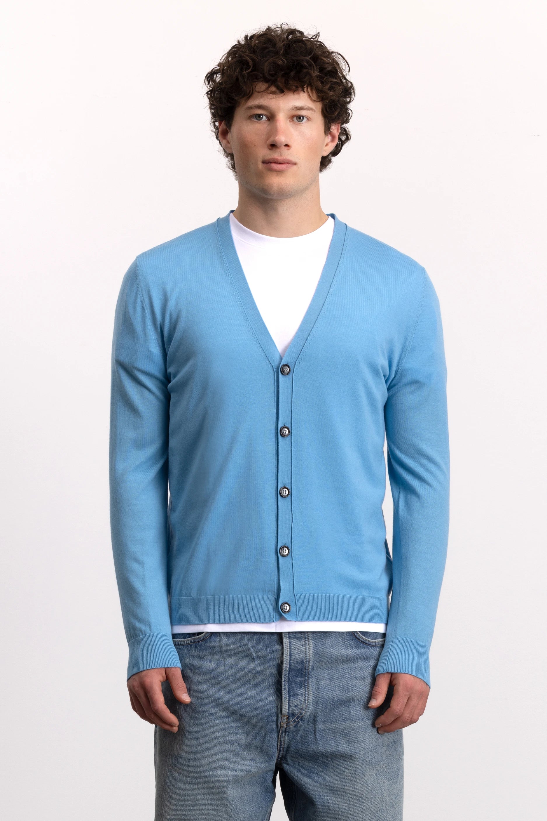 Wolle Strickjacke in Blau - Image 5