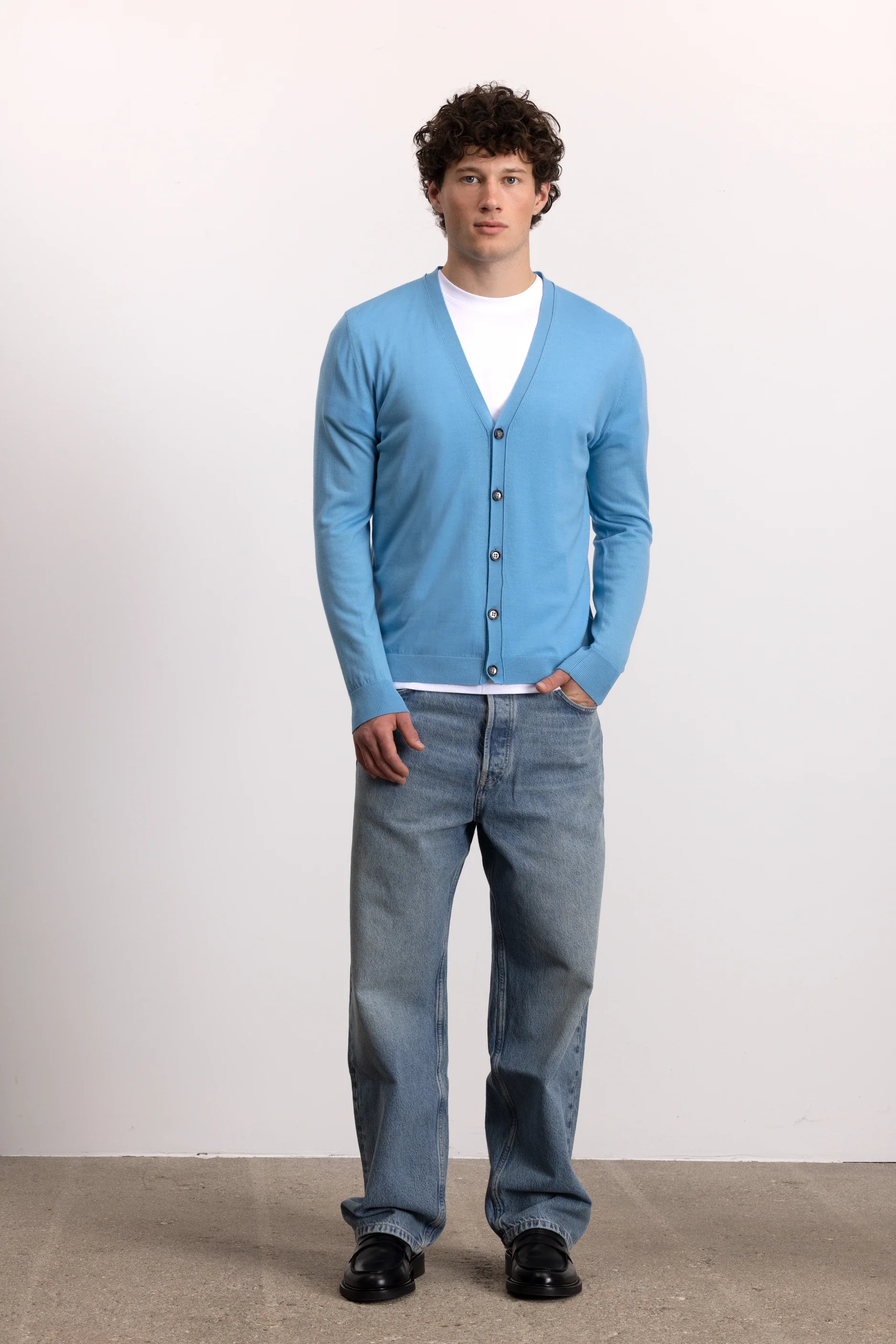 Wolle Strickjacke in Blau - Image 6