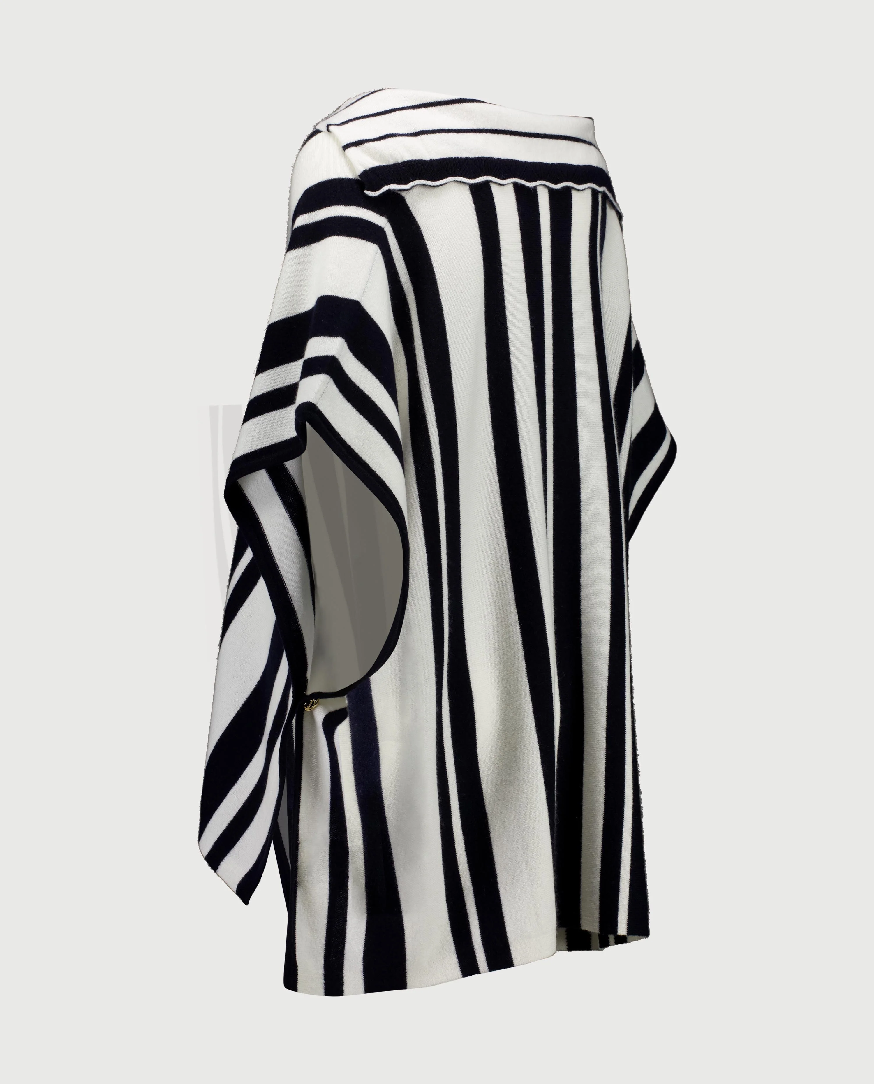 Cashmere Poncho in Navy - Image 3