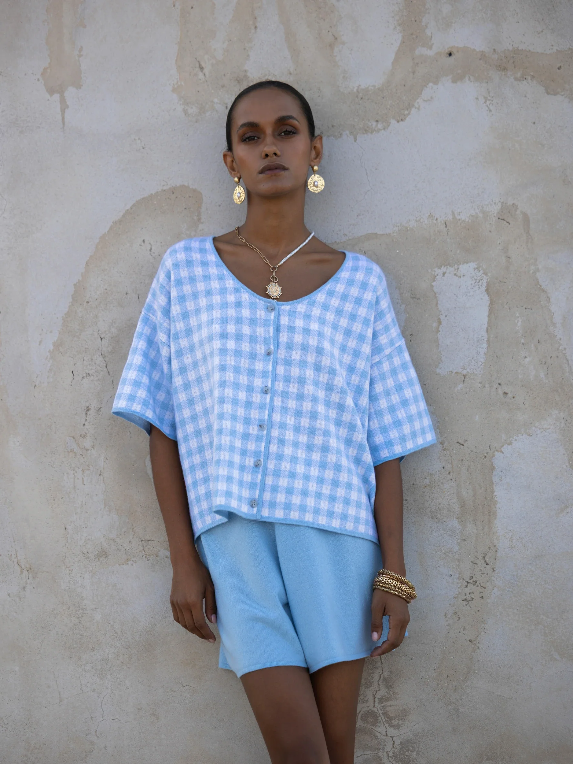 Cashmere kurze Hose in Blau - Image 3