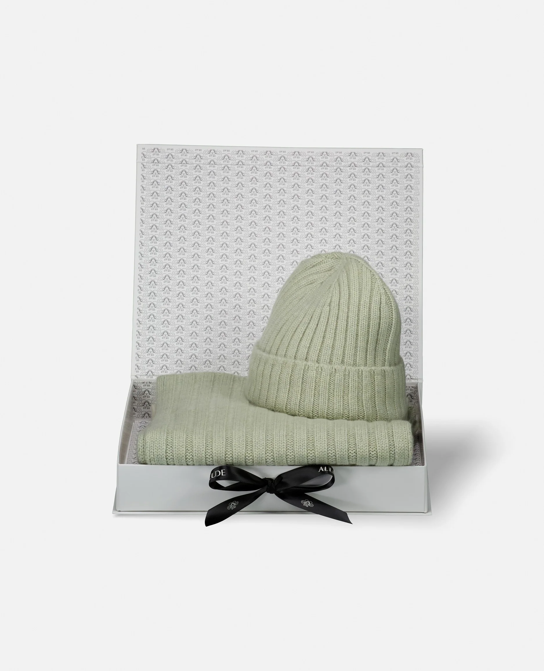 Geschenkset aus Mütze und Schal in Hellgrün